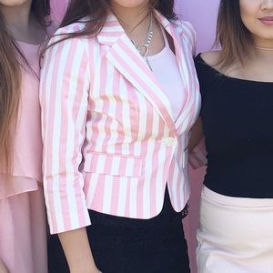 Pink and white stripped blazer